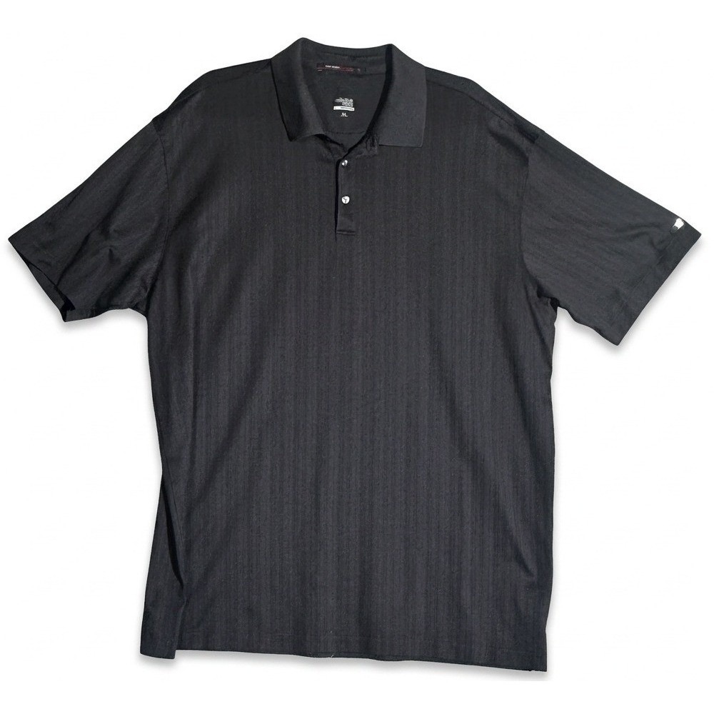 TIGER WOODS COLLECTION Nike Golf Shirt Polo Mens XL Black Textured Stripe Shirt